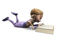 Cute cartoon girl reading book. Royalty Free Stock Photo