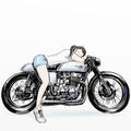 Cute cartoon girl riding motorcycle