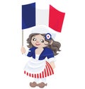 Cute cartoon girl in sans culottes costume