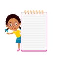 Cute cartoon girl and school blank