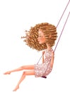 Cute cartoon girl on swing Royalty Free Stock Photo