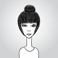 Cute cartoon girl, young Lady in black and white clothes Royalty Free Stock Photo