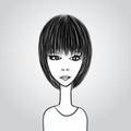 Cute cartoon girl, young Lady in black and white clothes Royalty Free Stock Photo