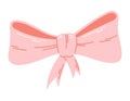 Cute cartoon girly pink bow. Vector flat isolated illustration