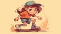 a cute cartoon girly is skating, skatergirl, ai generated image