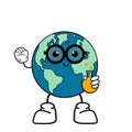 Cute cartoon globe earth takes a break for a while. Earth character with funny style. Flat vector asset design for save earth Royalty Free Stock Photo