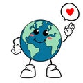 Cute cartoon globe earth takes a break for a while. Earth character with funny style. Flat vector asset design for save earth