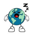 Cute cartoon globe earth takes a break for a while. Earth character with funny style. Flat vector asset design for save earth Royalty Free Stock Photo