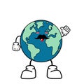 Cute cartoon globe earth takes a break for a while. Earth character with funny style. Flat vector asset design for save earth Royalty Free Stock Photo