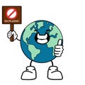 Cute cartoon globe earth takes a break for a while. Earth character with funny style. Flat vector asset design for save earth Royalty Free Stock Photo