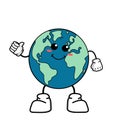 Cute cartoon globe earth takes a break for a while. Earth character with funny style. Flat vector asset design for save earth Royalty Free Stock Photo
