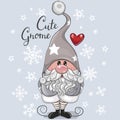 Cute Cartoon Gnome on a blue background Royalty Free Stock Photo