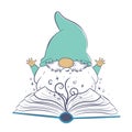 Cute cartoon gnome is reading a magic book Royalty Free Stock Photo