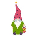 Cute cartoon gnome vector icon. Hand drawn illustration isolated on white background. Magical dwarf in a tall hat Royalty Free Stock Photo