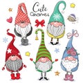 Cute Cartoon Gnomes isolated on a white background Royalty Free Stock Photo