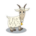 Cute cartoon goat with bell.