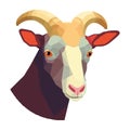 Cute cartoon goat mascot with horned animal head