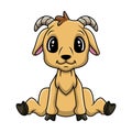 A cute cartoon goat sitting