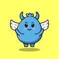 Cute cartoon goblin monster wearing wings