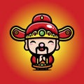 The cute god of wealth Cai Shen cartoon characters wish you a happy Chinese New Year