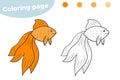 Coloring page for kids. Cartoon Goldfish. Hand drawn. Vector illustration Royalty Free Stock Photo