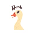 Cute Cartoon Goose Farm Bird Making Honk Sound Vector Illustration