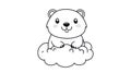 Cute Bear on Cloud Cartoon Vector, Animal Graphics Royalty Free Stock Photo