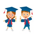 Cute cartoon graduation kids