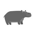 Cute cartoon gray smiling hippo character