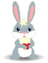 Cute Cartoon gray Rabbit with heart