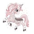 Cute cartoon gray unicorn vector illustration Royalty Free Stock Photo