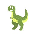 Cute cartoon green dinosaur, prehistoric dino character vector Illustration on a white background Royalty Free Stock Photo