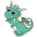 Cartoon Green Dragon isolated on a white background Royalty Free Stock Photo