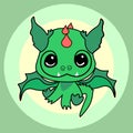 Cute cartoon green dragon. Vector illustration of 2024 symbol for Happy New Year greeting cards Royalty Free Stock Photo