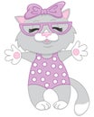 Cute cartoon grey kitten