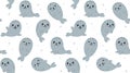 Cute cartoon grey seals seamless pattern