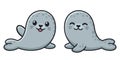 Cute cartoon grey seals Royalty Free Stock Photo