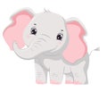 Cute cartoon grey smiling elephant baby. Children illustration Royalty Free Stock Photo