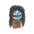 Cute cartoon hairy monster character with funny face vector Illustration on a white background Royalty Free Stock Photo