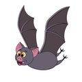 Cute cartoon Halloween bat flying. Vector illustration. Royalty Free Stock Photo