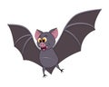 Cute cartoon Halloween bat flying. Vector illustration. Isolated on white Royalty Free Stock Photo