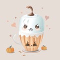 Cute cartoon Halloween coffee