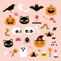 Cute cartoon Halloween design elements Royalty Free Stock Photo