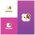 Cute cartoon hamster logo, funny animal.