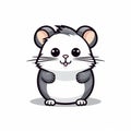 Cute Cartoon Hamster Vector Illustration In Dark White And Gray