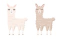Cute cartoon hand draw lama, alpaca. Character for the logo, mascot, design. Royalty Free Stock Photo