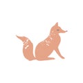 Cute hand drawn fox illustration, nice animal, forest inhabitant. Isolated vector