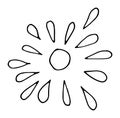 Cute cartoon hand drawn sun drawing. Sweet vector black and white sun drawing Royalty Free Stock Photo