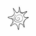 Cute cartoon hand drawn sun drawing. Sweet vector black and white sun drawing. Isolated monochrome doodle sun drawing on white Royalty Free Stock Photo