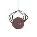 Cute cartoon hanging spider character vector Illustration